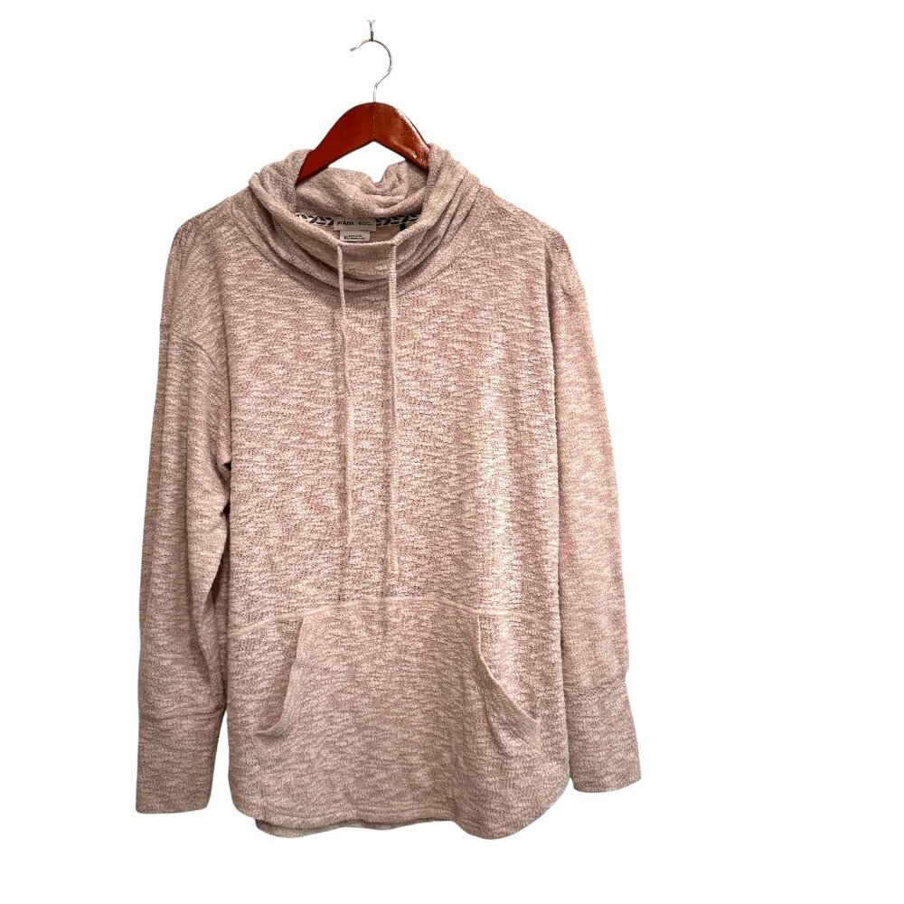 Prana Womens Tan Drawstring Sweater Cowl Neck Long Sleeve Lightweight Size M